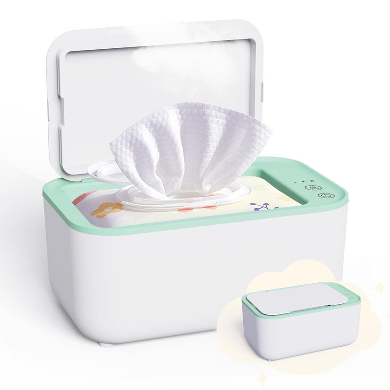 Kisdream Store Wipe Warmer Diaper Warmer Baby Wipe Warmer Dispenser: Wet Wipes Warmer Large Capacity - Wet Wipes Heater with Even Overall Heating Wipes Warmer for Newborn Wet Napkin Warmer for Wipes & Towel (Green) - Image 1